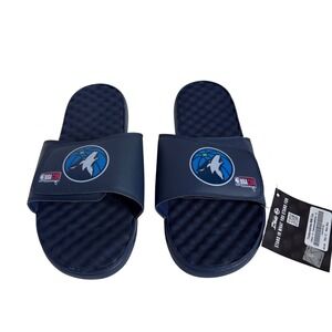NWT Timberwolves Navy Blue NBA Slides Men's Sz 12 Adjustable Sandals Basketball